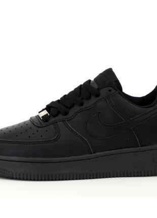 Мужские / женские кроссовки Nike Air Force 1 '07, черные кожан...