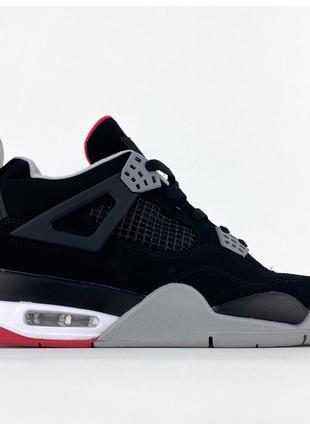 Мужские кроссовки Nike Air Jordan 4 Retro Black Grey, черные к...
