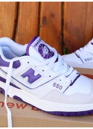 Мужские / женские кроссовки New Balance 550 White Purple Viole...