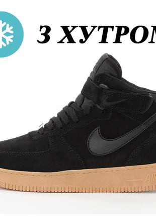 Мужские зимние кроссовки Nike Air Force 1 Mid Winter Black Bro...