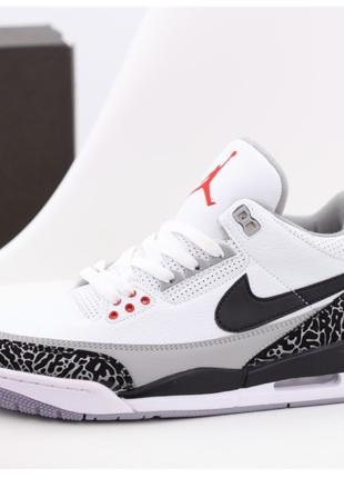 Мужские кроссовки Nike Air Jordan 3 Retro, черно-белые кожаные...