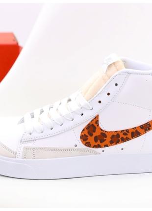 Женские кроссовки Nike Blazer Mid '77, белые кожаные кроссовки...