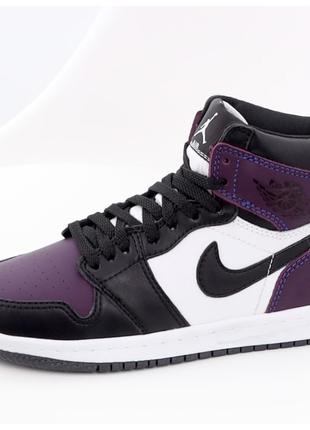 Мужские кроссовки Nike Air Jordan 1 Retro High Black Violet Wh...