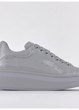 Жіночі кросівки Alexander McQueen Galaxy Grey, сірі лаковані ш...