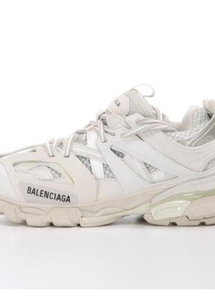 Мужские / женские кроссовки Balenciaga Track White, белые кожа...