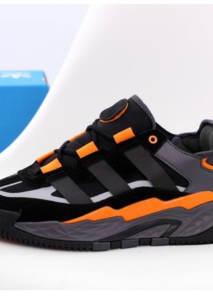 Мужские кроссовки Adidas Niteball Black Orange, черные кроссов...