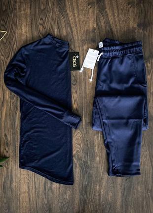 Мужской комплект синий лонгслив ASOS + синие брюки
