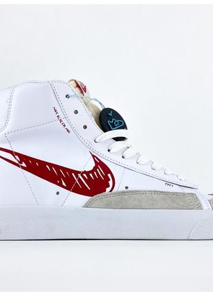 Мужские / женские кроссовки Nike Blazer Mid '77 White Red Sket...