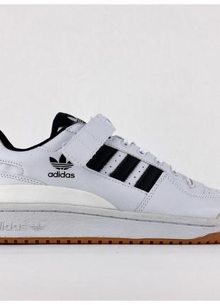 Мужские кроссовки Adidas Forum Mid White Black, белые кожаные ...