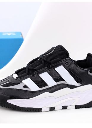 Мужские кроссовки Adidas Niteball Black White, черно-белые кро...