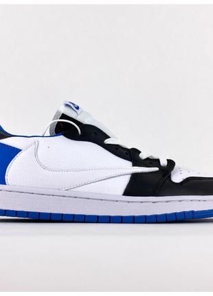 Мужские кроссовки Nike Air Jordan 1 Low White Blue Retro, белы...
