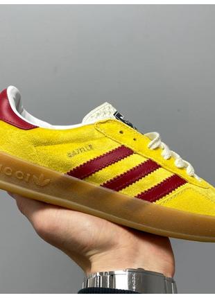 Женские кроссовки Adidas Gazelle x Gucci Yellow Red, желтые кр...