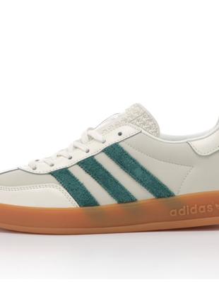 Чоловічі кросівки Adidas Gazelle Indoor Grey Green, сірі шкіря...