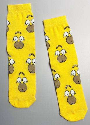 Женские яркие носки с лицами Симпсона, желтые Носочки подростк...