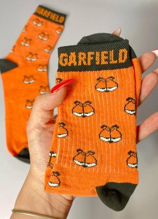 Женские носки качественные с мультяшным принтом "Garfield" ора...