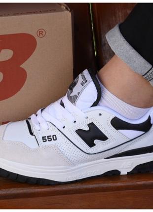 Мужские / женские кроссовки New Balance 550 White Black, бело-...