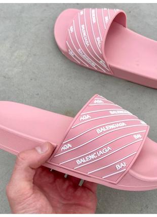 Женские шлепанцы Balenciaga Slides Small Logo ‘Pink’, розовые ...