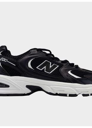 Мужские / женские кроссовки New Balance 530 Black White черно-...