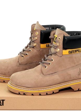 Мужские зимние ботинки Caterpillar Boots Beige Black Winter Fu...