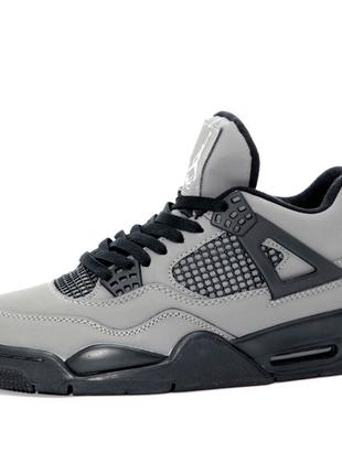 Мужские кроссовки Nike Air Jordan 4 Grey Black Retro, серые ко...