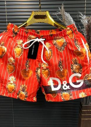 Мужские оранжевые пляжные шорты Dolce & Gabbana плавательные к...