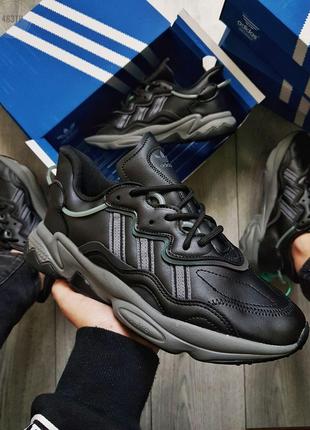 Мужские кроссовки Adidas Ozweegо Black Leather