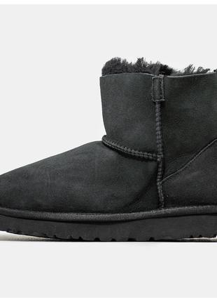 Женские зимние UGG Classic Mini ZIP Black, черные замшевые угг...