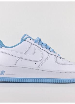 Женские кроссовки Nike Air Force 1 '07 Low White Blue, белые к...