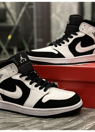 Кроссовки Nike Air Jordan 1 High White Black, кроссовки найк а...