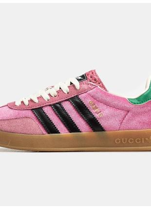 Женские кроссовки Adidas Gazelle x Gucci Light Pink Velvet, ро...
