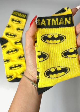 Женские носки качественные с супергероями "Batman" желтые 36-4...