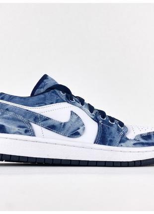 Мужские кроссовки Nike Air Jordan Low White Blue 1 Retro, кожа...