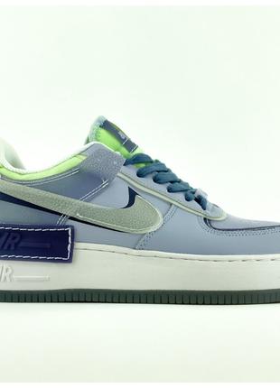 Женские кроссовки Nike Air Force 1 Shadow Ghost Blue Low, кожа...