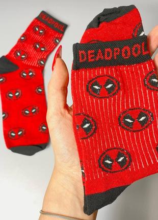 Женские носки качественные с супергероями "Deadpool" красные 3...