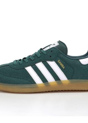 Мужские кроссовки Adidas Samba OG Green White Brown, зеленые з...