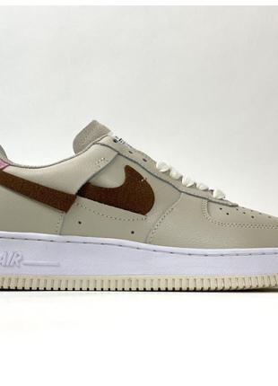 Женские кроссовки Nike Air Force 1 '07 Low Beige, бежевые кожа...