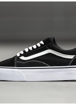 Женские кеды Vans Old Skool Black White Platform Premium черно...