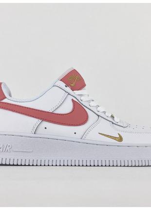 Женские кроссовки Nike Air Force 1 Low White Red, белые кожаны...