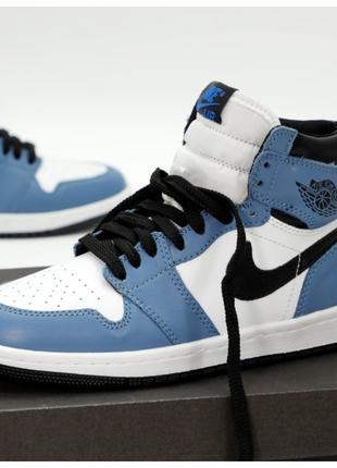 Мужские кроссовки Nike Air Jordan 1 Retro High Blue Black Whit...