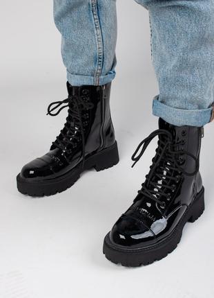 Balenciaga Boots Tractor Black Patent Lacquer