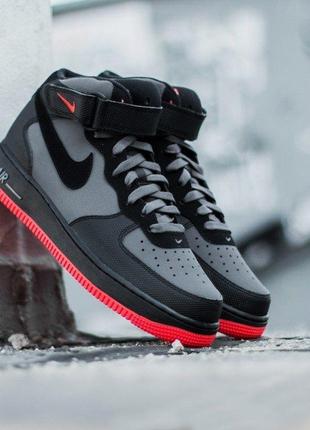 Чоловічі кросівки NIKE AIR FORCE 1 MID ́07 lava grey/ red black