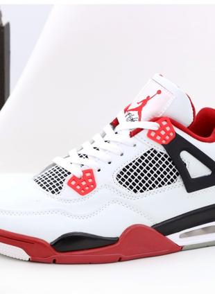Мужские кроссовки Nike Air Jordan 4 Retro Fire Red White, белы...