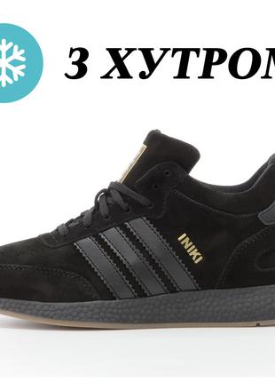 Чоловічі зимові кросівки Adidas INIKI Black Winter Fur Mid Хут...