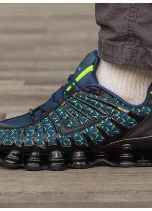 Мужские кроссовки Nike Shox TL Just Do It Black Blue Green, си...