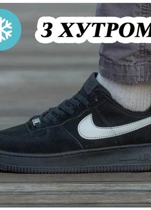 Мужские зимние кроссовки Nike Air Force 1 Low Black Winter Fur...