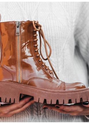 Женские ботинки Balenciaga Boots Tractor Brown, коричневые кож...