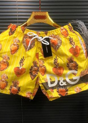 Мужские желтые пляжные шорты Dolce & Gabbana плавательные купа...