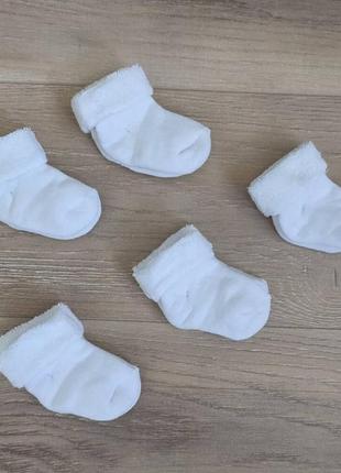 Махровые белые носочки для новорожденных 0-6 мес.
