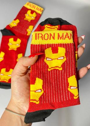 Женские носки качественные с супергероями "Ironman" красные 36...