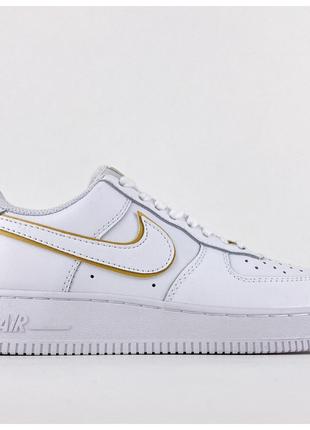 Женские кроссовки Nike Air Force 1 Low White Gold, белые кожан...